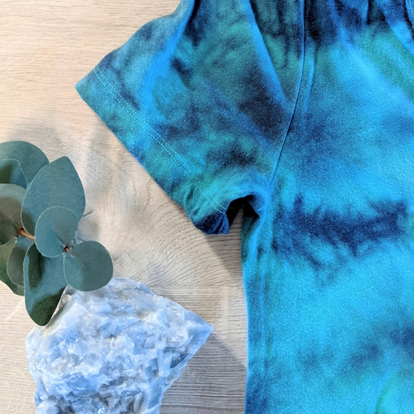 VS Pink V Neck Aqua Teal Blue Tie Dye Tee Shirt - Picture 5 of 6